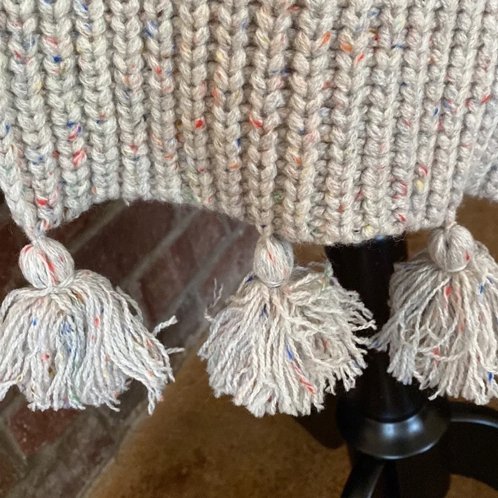 J. Crew grey multicolored wide woven wool knit sweater scarf‎ wrap